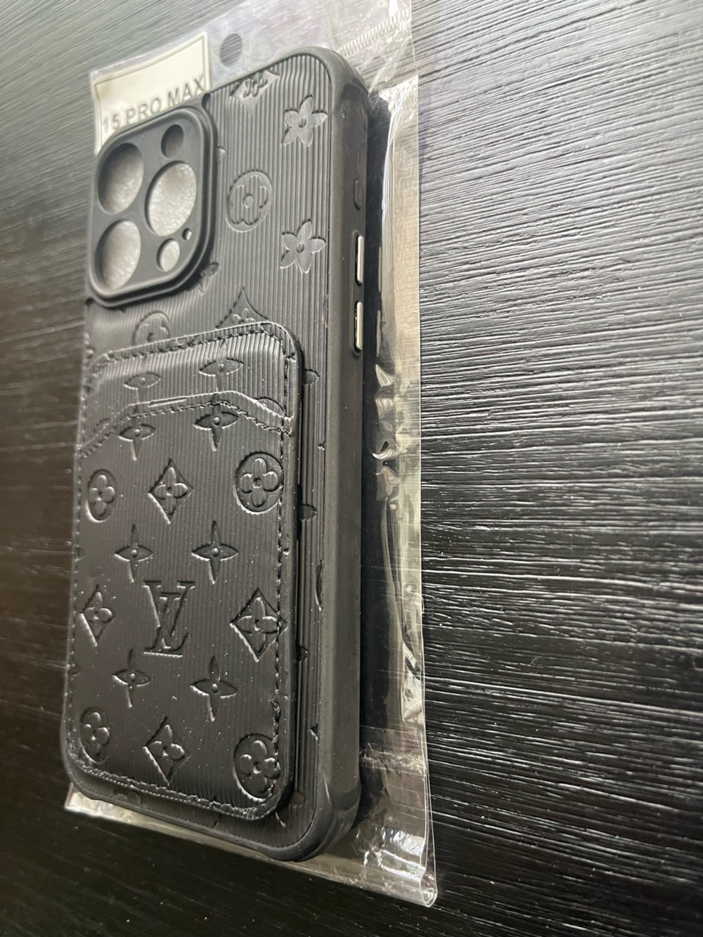 iPhone 15 Pro Max ALL BLACK phone Case. 2 card holder! - Picture 2 of 6